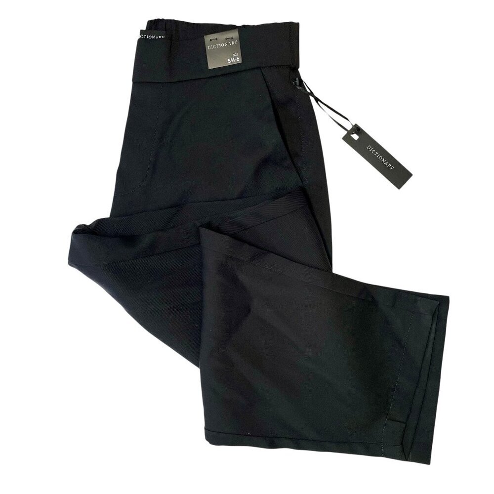 Dictionary Silky Black Pull-On Trousers Women S4-6 Tapered Leg Elastic Waist NWT